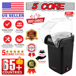 5 Core Popcorn Machine 16 Cup Hot Air Popper Mini Portable Electric Pop Corn Maker Black